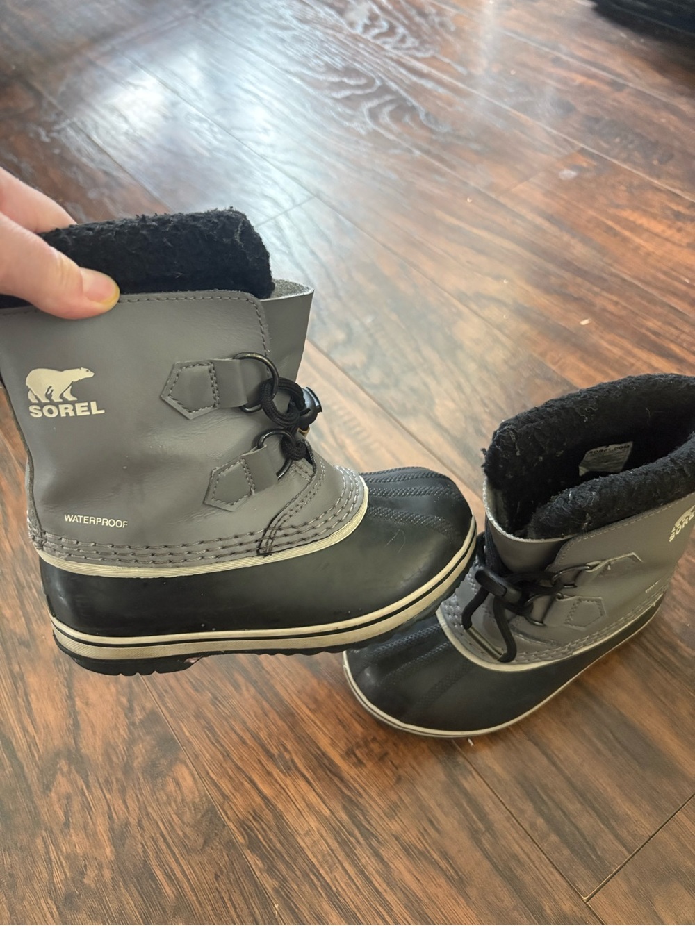 Sorel Kids Black and Gray Waterproof Winter Boots